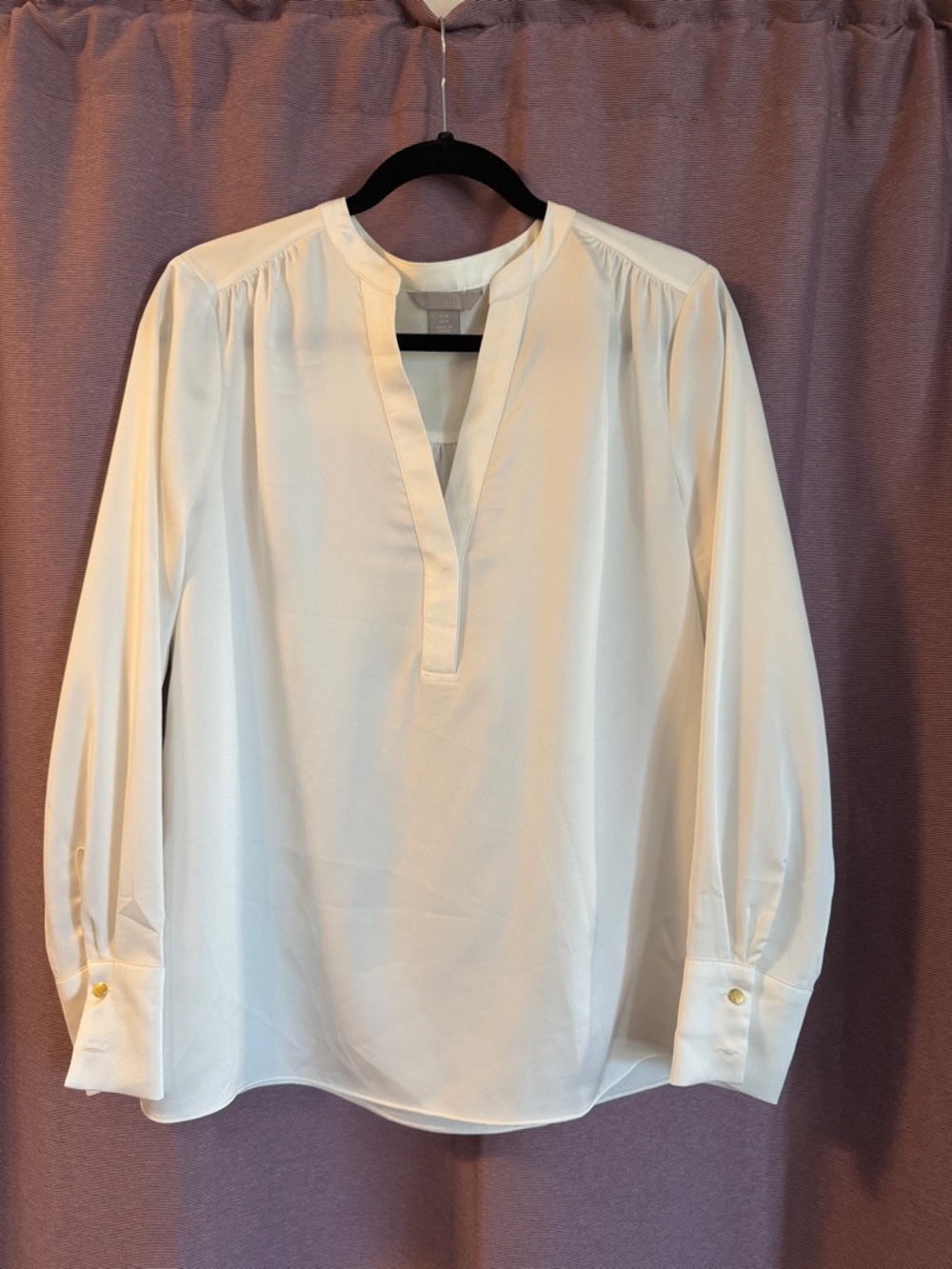 H&M Cream Collarless Button-Front Blouse